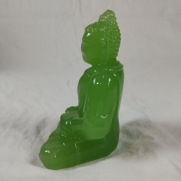 Vintage Green Glass Sitting Buddha Statue - Picture 5 of 7